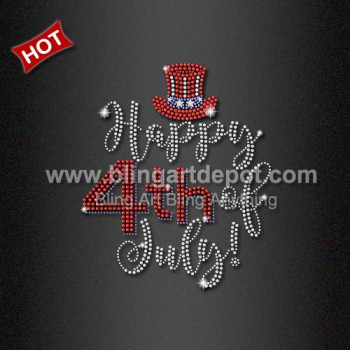 Rhinestone Iron ons Happy 4th of July for Woman Shirt Rhinestone Iron ons Happy 4th of July for Woman Shirt